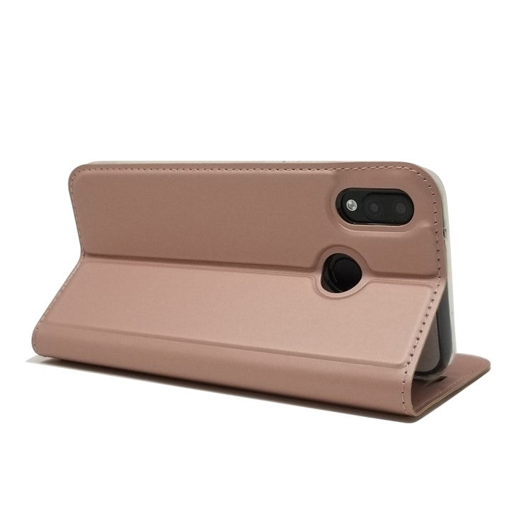Auto-absorbed Stand Leather Card Holder Cellphone Case for Huawei P20 Lite / Nova 3e - Rose Gold