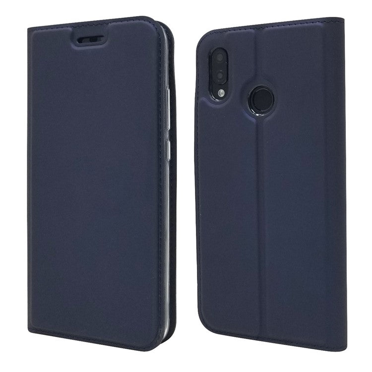 Auto-absorbed Stand Leather Card Holder Cellphone Case for Huawei P20 Lite / Nova 3e - Dark Blue