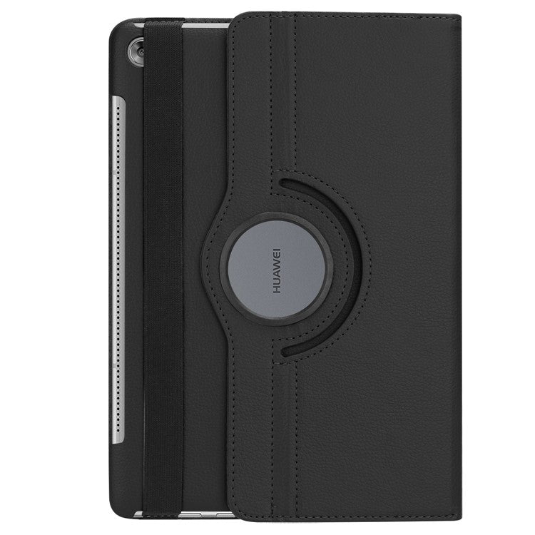 Litchi Grain Leather Stand Tablet Case for Huawei MediaPad M5 10/M5 10 (Pro) with Elastic Band - Black