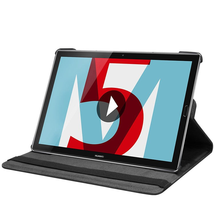 Litchi Grain Leather Stand Tablet Case for Huawei MediaPad M5 10/M5 10 (Pro) with Elastic Band - Black