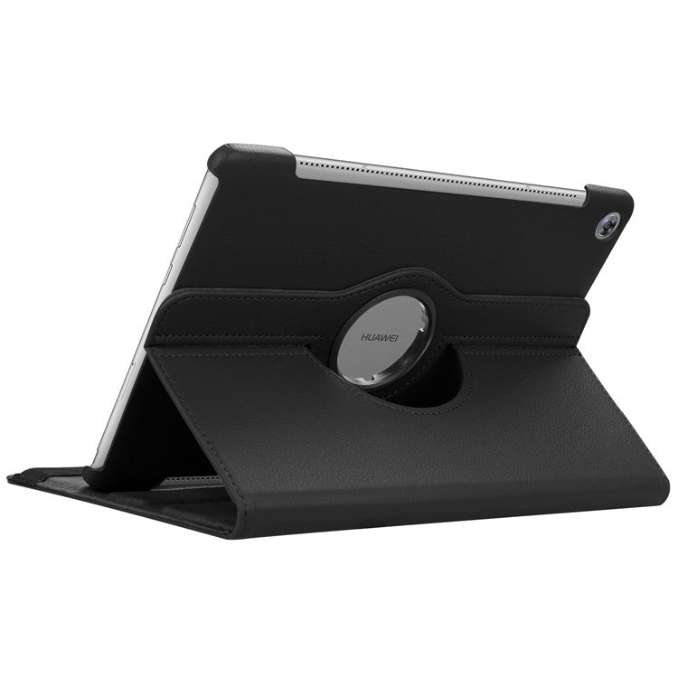 Litchi Grain Leather Stand Tablet Case for Huawei MediaPad M5 10/M5 10 (Pro) with Elastic Band - Black