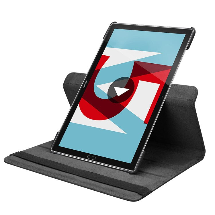 Litchi Grain Leather Stand Tablet Case for Huawei MediaPad M5 10/M5 10 (Pro) with Elastic Band - Black