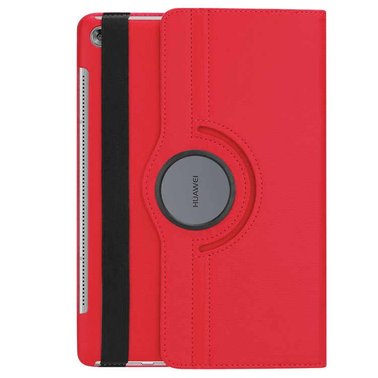 Litchi Grain Leather Stand Tablet Shell for Huawei MediaPad M5 10/M5 10 (Pro) with Elastic Band - Red