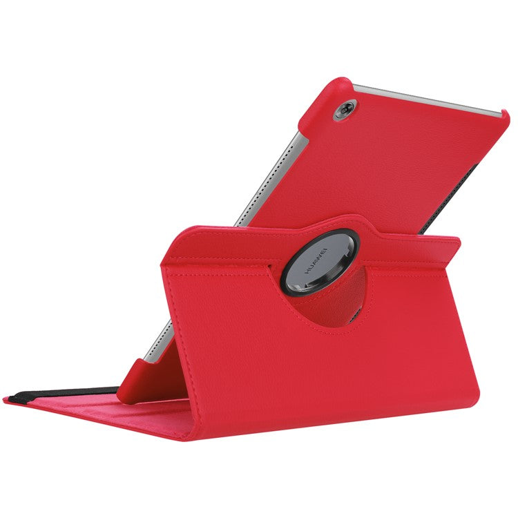 Litchi Grain Leather Stand Tablet Shell for Huawei MediaPad M5 10/M5 10 (Pro) with Elastic Band - Red
