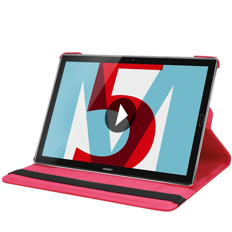 Litchi Grain Leather Stand Tablet Shell for Huawei MediaPad M5 10/M5 10 (Pro) with Elastic Band - Red