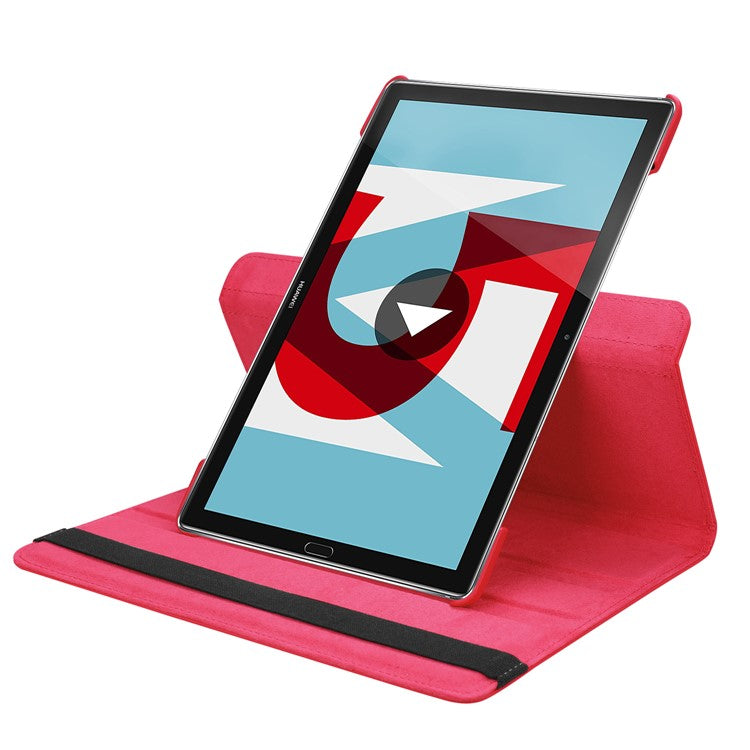 Litchi Grain Leather Stand Tablet Shell for Huawei MediaPad M5 10/M5 10 (Pro) with Elastic Band - Red