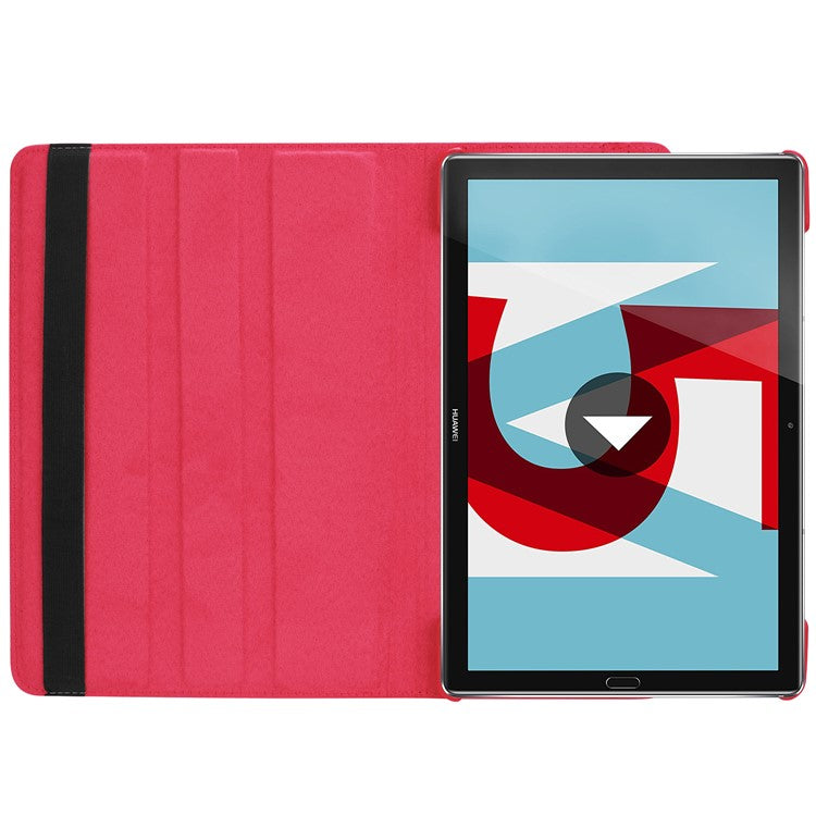 Litchi Grain Leather Stand Tablet Shell for Huawei MediaPad M5 10/M5 10 (Pro) with Elastic Band - Red