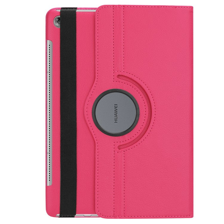 Litchi Grain Leather Stand Folio Case for Huawei MediaPad M5 10/M5 10 (Pro) with Elastic Band - Rose