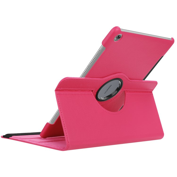 Litchi Grain Leather Stand Folio Case for Huawei MediaPad M5 10/M5 10 (Pro) with Elastic Band - Rose