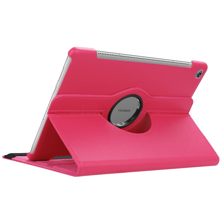 Litchi Grain Leather Stand Folio Case for Huawei MediaPad M5 10/M5 10 (Pro) with Elastic Band - Rose