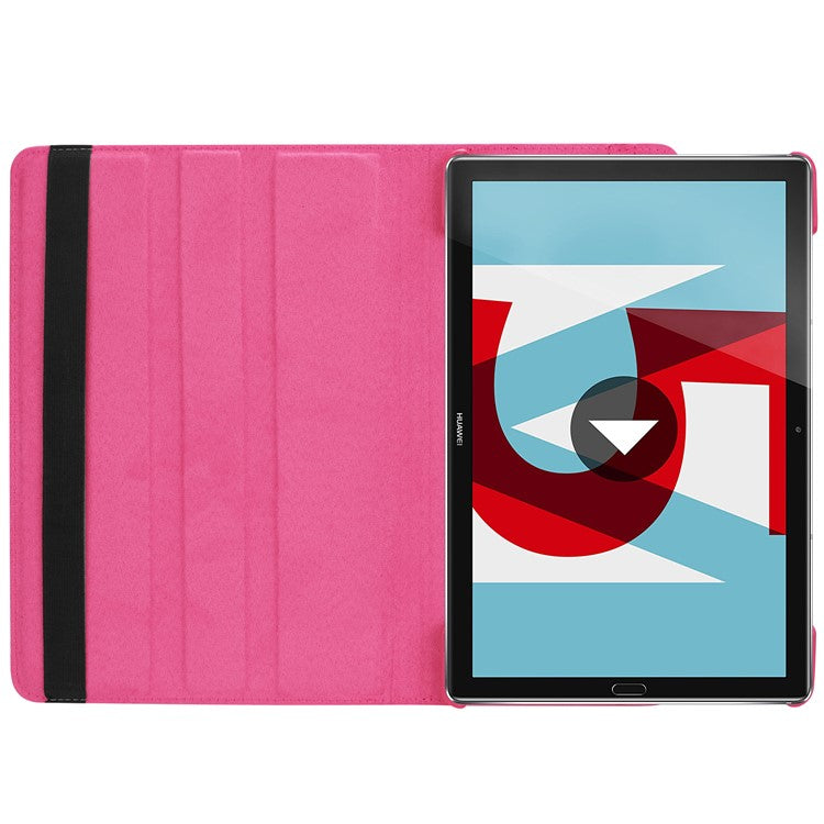 Litchi Grain Leather Stand Folio Case for Huawei MediaPad M5 10/M5 10 (Pro) with Elastic Band - Rose