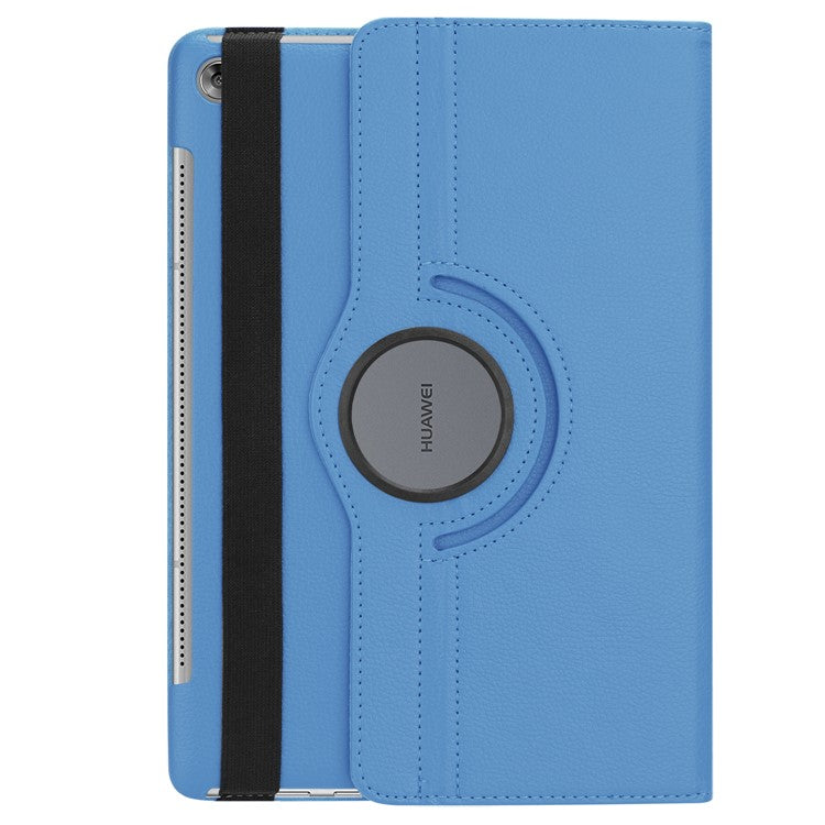 Litchi Grain Leather Stand Tablet Casing for Huawei MediaPad M5 10/M5 10 (Pro) with Elastic Band - Baby Blue