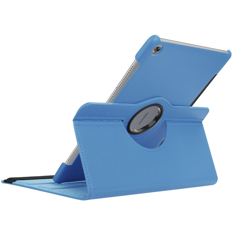 Litchi Grain Leather Stand Tablet Casing for Huawei MediaPad M5 10/M5 10 (Pro) with Elastic Band - Baby Blue