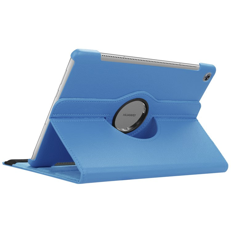 Litchi Grain Leather Stand Tablet Casing for Huawei MediaPad M5 10/M5 10 (Pro) with Elastic Band - Baby Blue