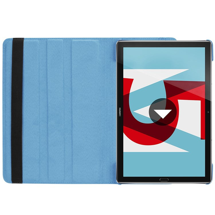 Litchi Grain Leather Stand Tablet Casing for Huawei MediaPad M5 10/M5 10 (Pro) with Elastic Band - Baby Blue