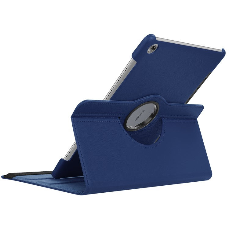 Litchi Grain Leather Stand Protective Shell for Huawei MediaPad M5 10/M5 10 (Pro) with Elastic Band - Dark Blue
