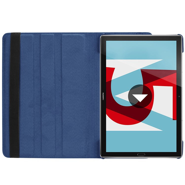 Litchi Grain Leather Stand Protective Shell for Huawei MediaPad M5 10/M5 10 (Pro) with Elastic Band - Dark Blue