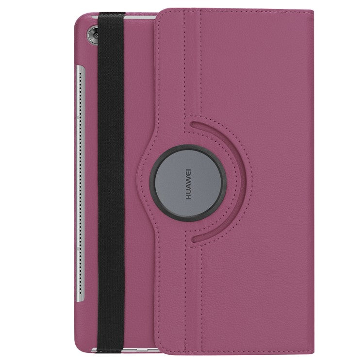 Litchi Grain Leather Stand Tablet Folio Cover for Huawei MediaPad M5 10/M5 10 (Pro) with Elastic Band - Purple