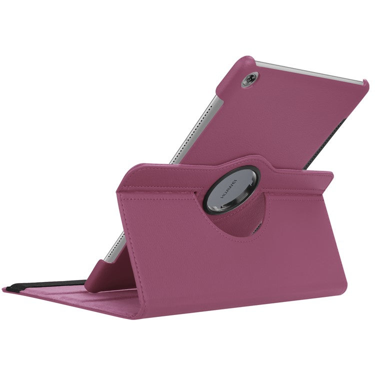 Litchi Grain Leather Stand Tablet Folio Cover for Huawei MediaPad M5 10/M5 10 (Pro) with Elastic Band - Purple
