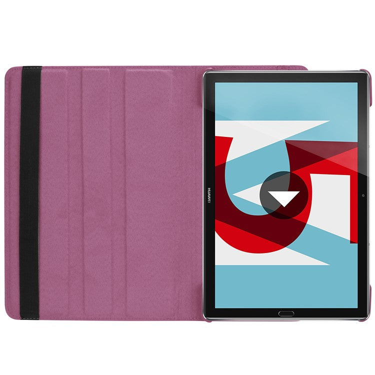 Litchi Grain Leather Stand Tablet Folio Cover for Huawei MediaPad M5 10/M5 10 (Pro) with Elastic Band - Purple