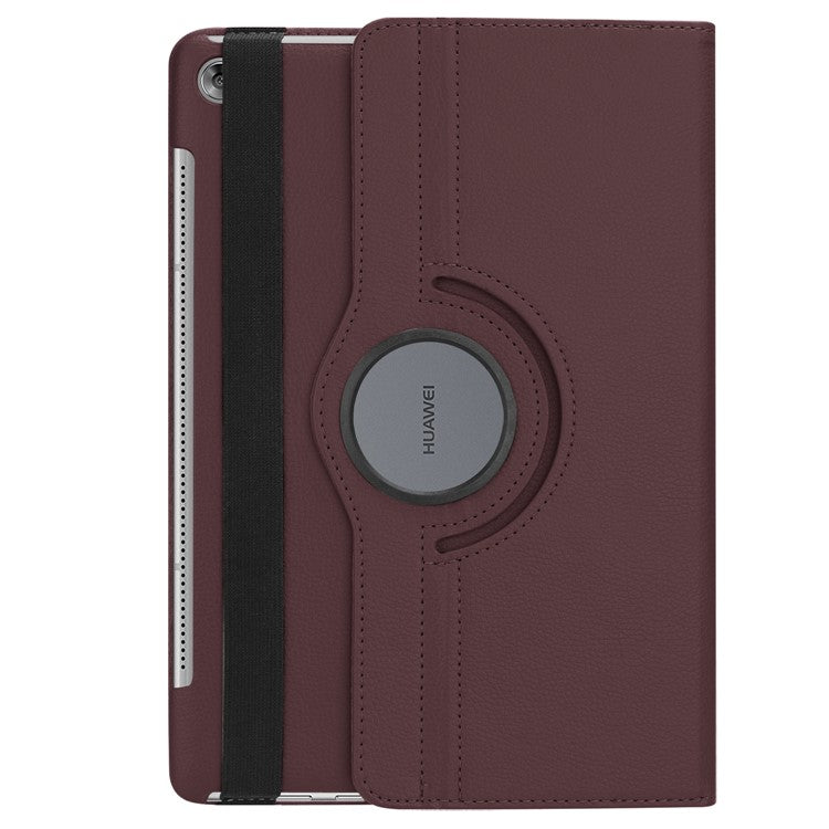Litchi Grain Leather Stand Tablet Protective Casing for Huawei MediaPad M5 10/M5 10 (Pro) with Elastic Band - Brown