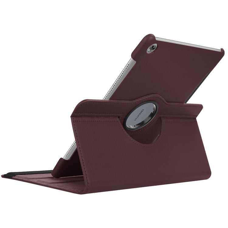 Litchi Grain Leather Stand Tablet Protective Casing for Huawei MediaPad M5 10/M5 10 (Pro) with Elastic Band - Brown