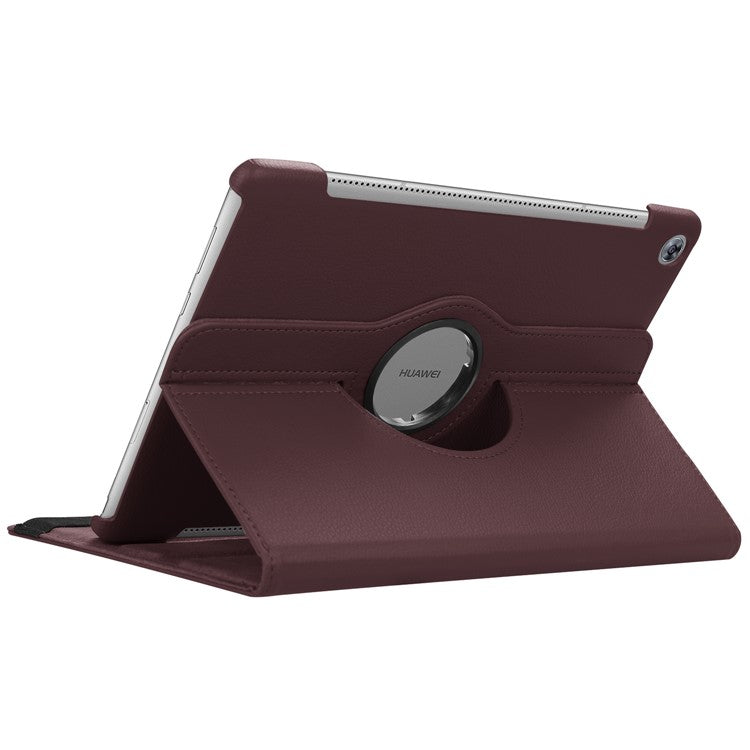 Litchi Grain Leather Stand Tablet Protective Casing for Huawei MediaPad M5 10/M5 10 (Pro) with Elastic Band - Brown