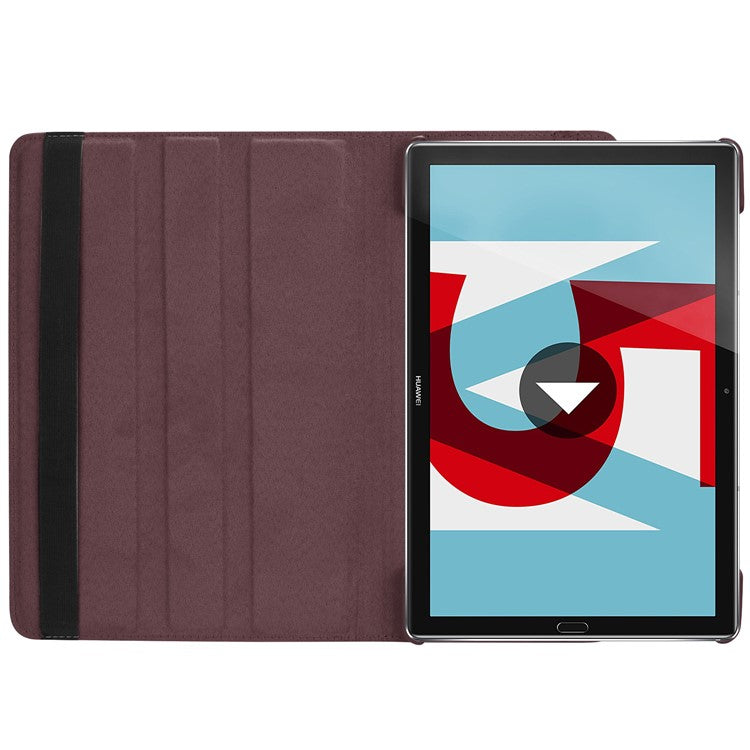 Litchi Grain Leather Stand Tablet Protective Casing for Huawei MediaPad M5 10/M5 10 (Pro) with Elastic Band - Brown