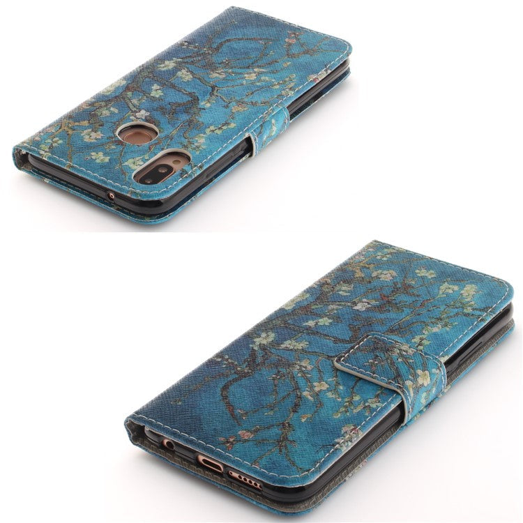 Patterned Wallet Stand PU Leather Flip Case for Huawei P20 Lite / Nova 3e - Almond Tree in Blossom