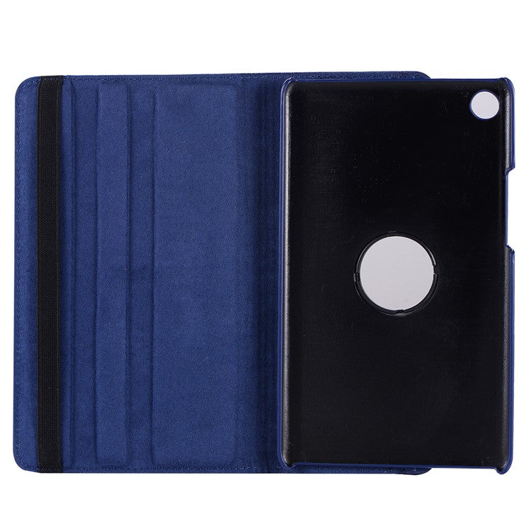 Litchi Texture Leather Case with Rotating Stand for Huawei MediaPad M5 8 - Dark Blue