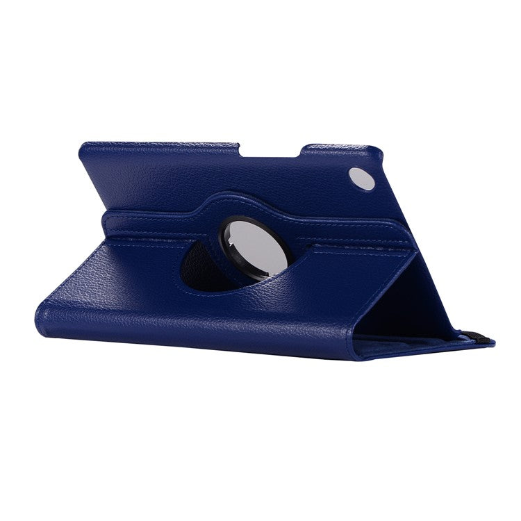 Litchi Texture Leather Case with Rotating Stand for Huawei MediaPad M5 8 - Dark Blue