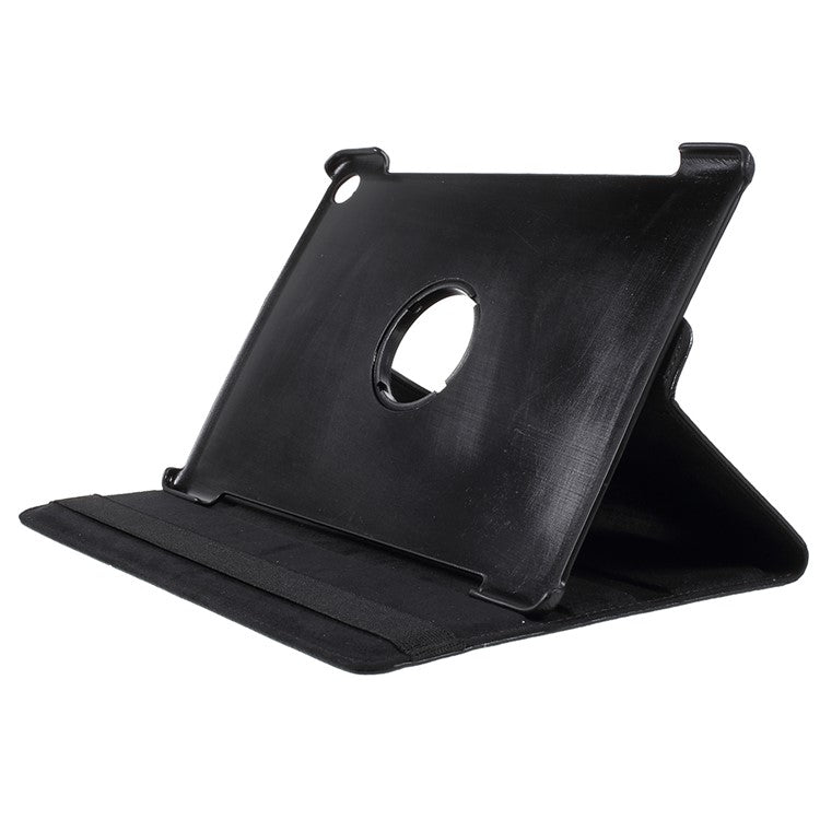 Litchi Skin Leather Case with Rotating Stand for Huawei MediaPad M5 10 / M5 10 (Pro) - Black