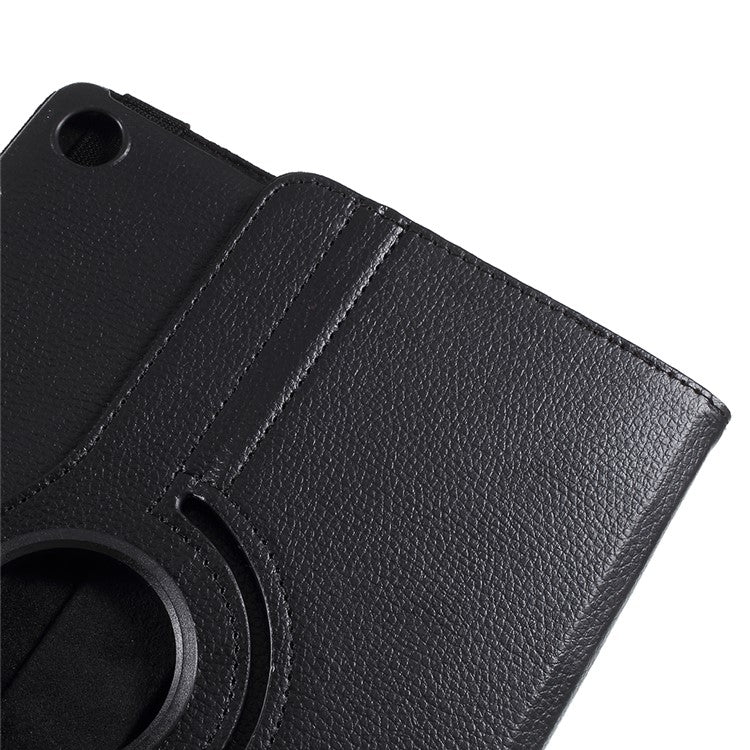 Litchi Skin Leather Case with Rotating Stand for Huawei MediaPad M5 10 / M5 10 (Pro) - Black