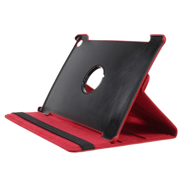 Litchi Skin Leather Shell with Rotating Stand for Huawei MediaPad M5 10 / M5 10 (Pro) - Red