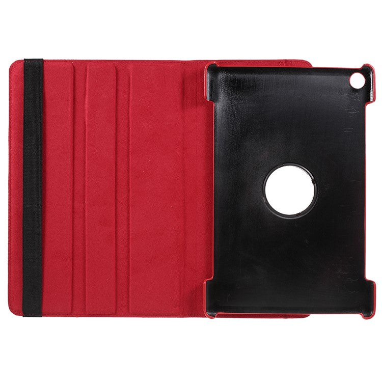 Litchi Skin Leather Shell with Rotating Stand for Huawei MediaPad M5 10 / M5 10 (Pro) - Red