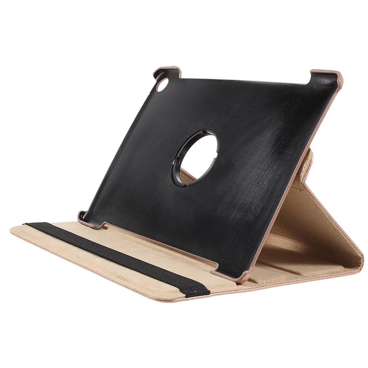 Litchi Skin Leather Protective Case with Rotating Stand for Huawei MediaPad M5 10 / M5 10 (Pro) - Rose Gold
