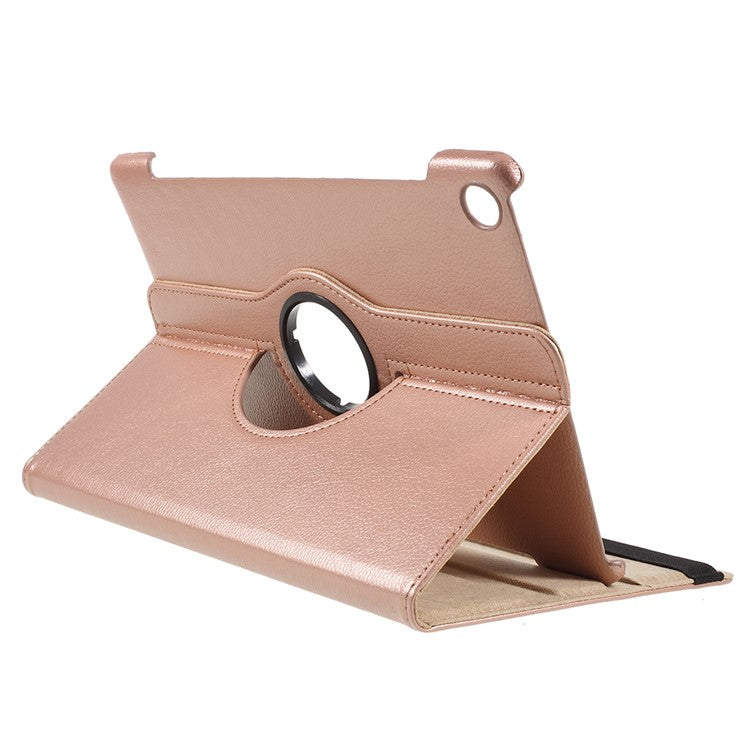 Litchi Skin Leather Protective Case with Rotating Stand for Huawei MediaPad M5 10 / M5 10 (Pro) - Rose Gold
