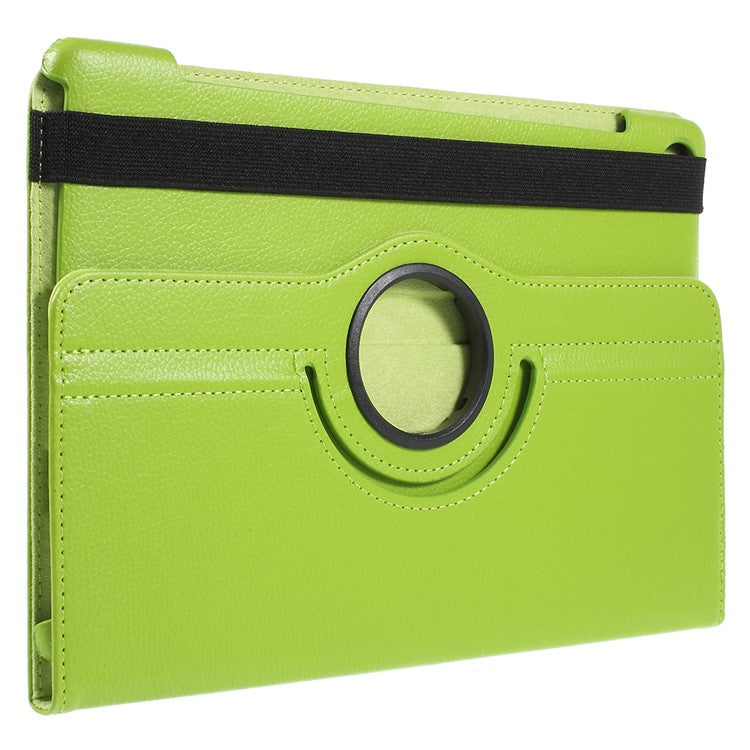 Litchi Skin 360-Degree Rotating Stand PU Leather Case for Huawei MediaPad M5 10 / M5 10 (Pro) - Green