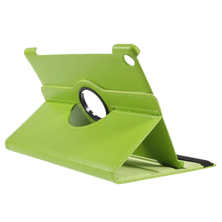Litchi Skin 360-Degree Rotating Stand PU Leather Case for Huawei MediaPad M5 10 / M5 10 (Pro) - Green