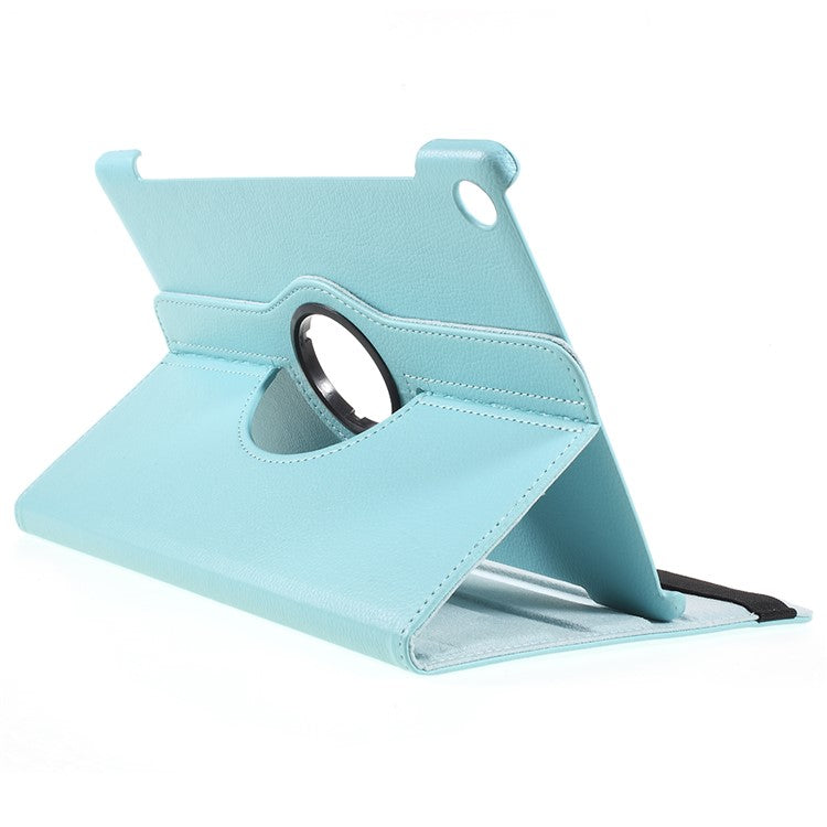 Litchi Skin 360-Degree Rotating Stand Leather Cover Case for Huawei MediaPad M5 10 / M5 10 (Pro) - Baby Blue