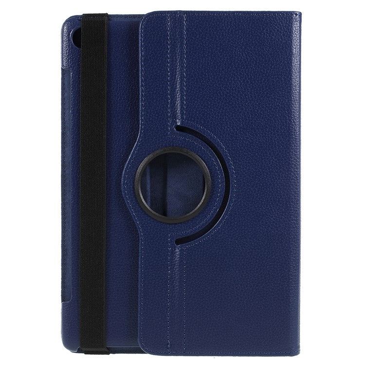Litchi Texture Leather Case with Rotating Stand for Huawei MediaPad M5 10 / M5 10 (Pro) - Dark Blue