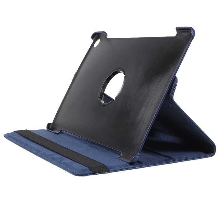 Litchi Texture Leather Case with Rotating Stand for Huawei MediaPad M5 10 / M5 10 (Pro) - Dark Blue