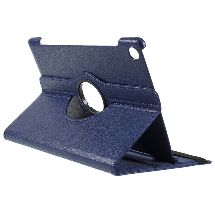 Litchi Texture Leather Case with Rotating Stand for Huawei MediaPad M5 10 / M5 10 (Pro) - Dark Blue