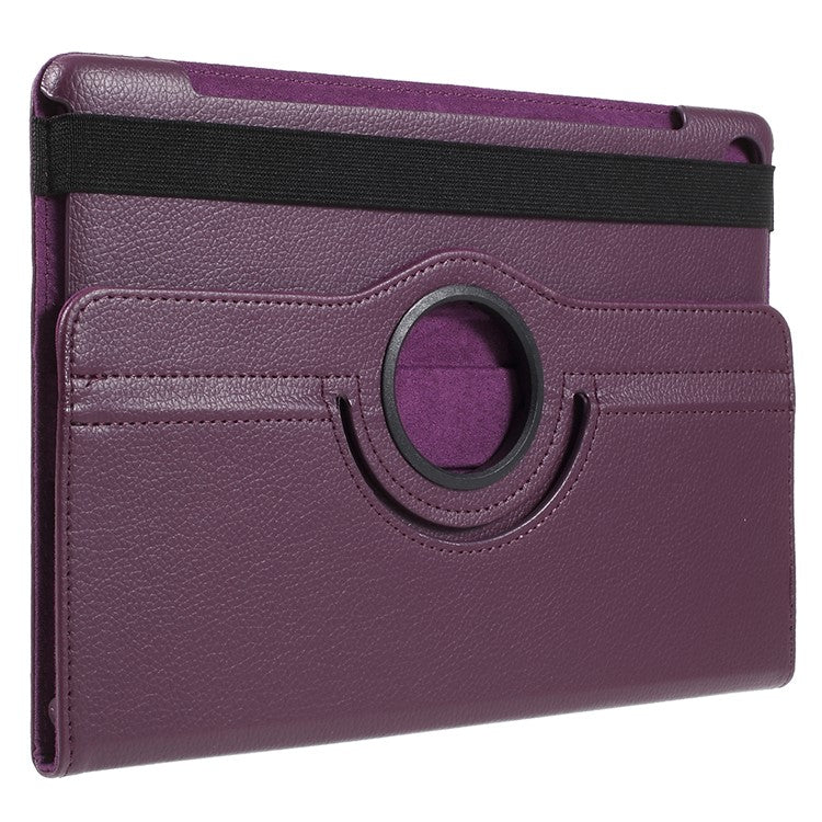 Litchi Skin Leather Cover Shell Case with Rotating Stand for Huawei MediaPad M5 10 / M5 10 (Pro) - Purple