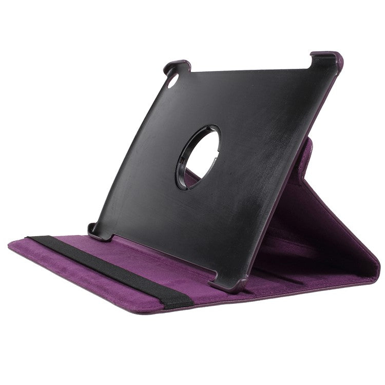 Litchi Skin Leather Cover Shell Case with Rotating Stand for Huawei MediaPad M5 10 / M5 10 (Pro) - Purple