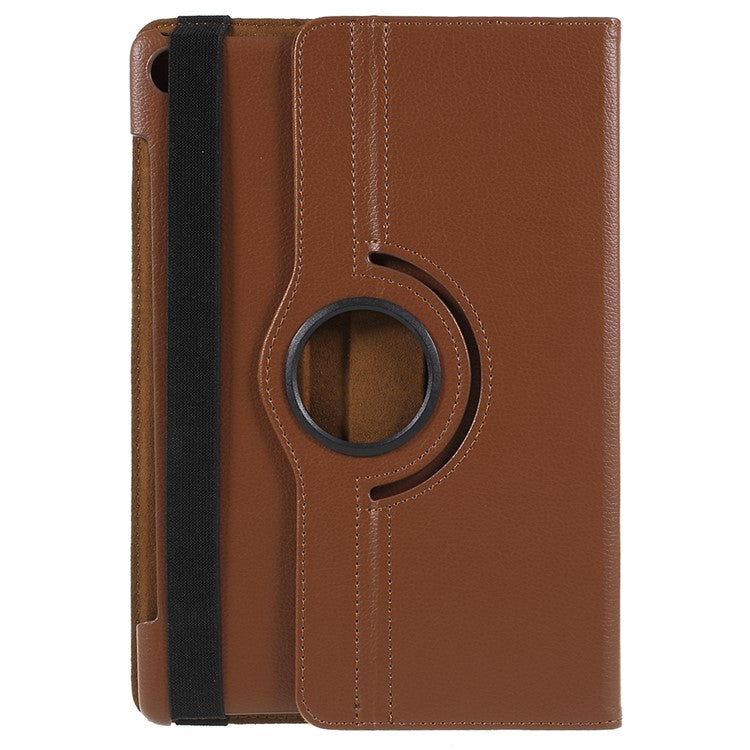 Litchi Skin Leather Cover Shell with Rotating Stand for Huawei MediaPad M5 10 / M5 10 (Pro) - Brown