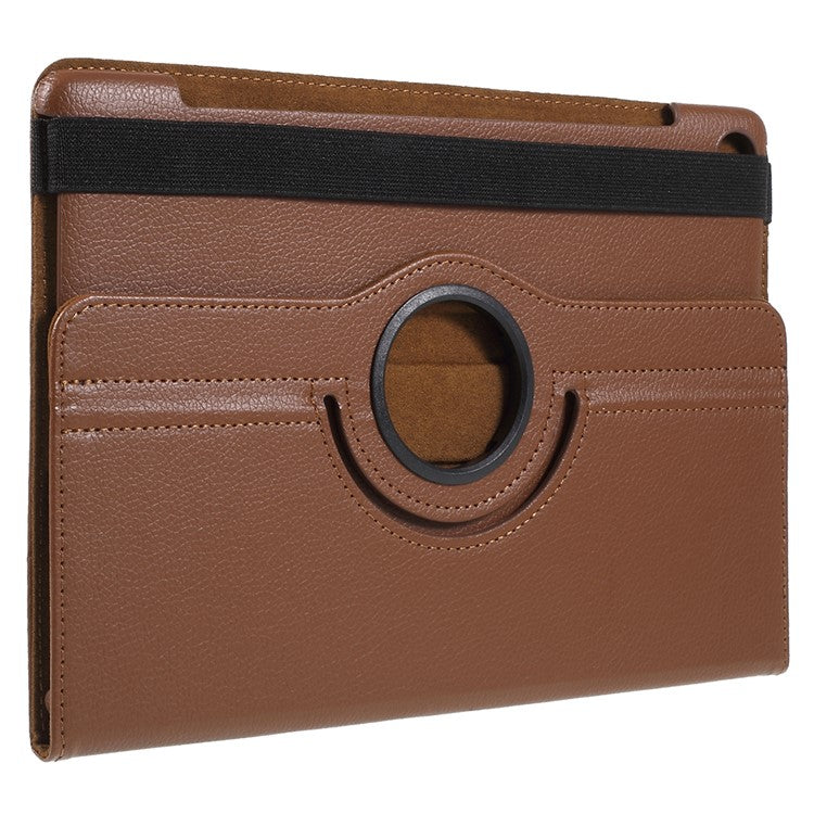 Litchi Skin Leather Cover Shell with Rotating Stand for Huawei MediaPad M5 10 / M5 10 (Pro) - Brown
