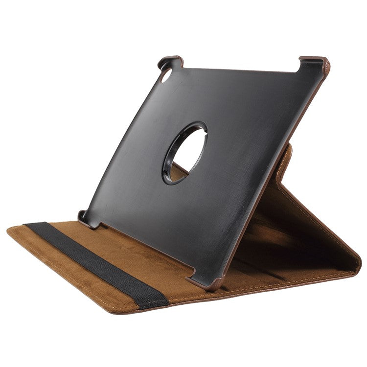 Litchi Skin Leather Cover Shell with Rotating Stand for Huawei MediaPad M5 10 / M5 10 (Pro) - Brown