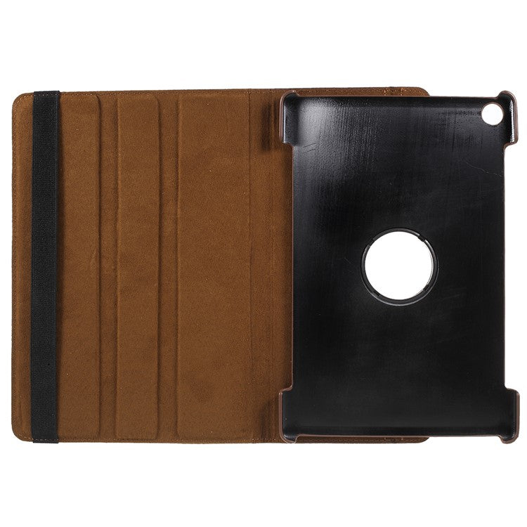 Litchi Skin Leather Cover Shell with Rotating Stand for Huawei MediaPad M5 10 / M5 10 (Pro) - Brown