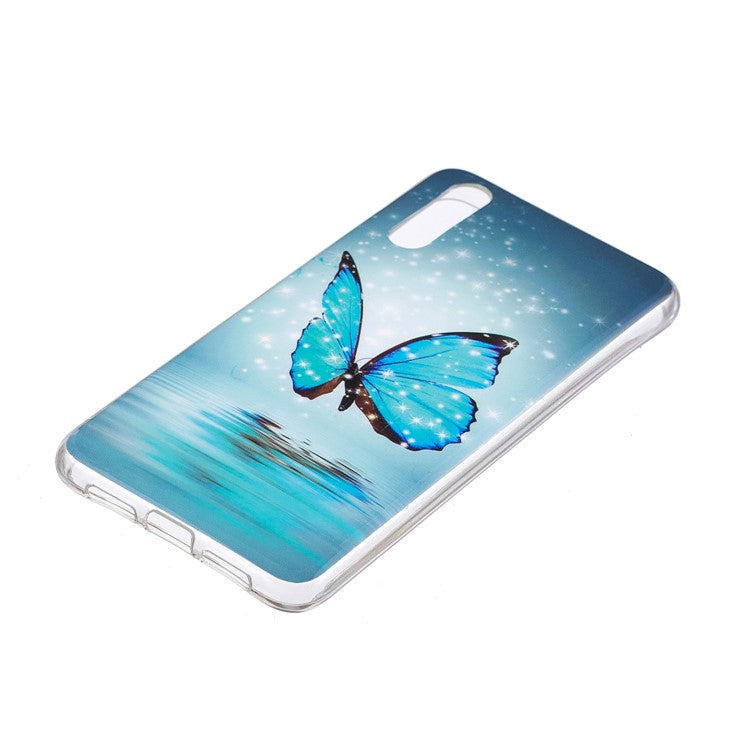 Luminous IMD Patterned Soft TPU Gel Case for Huawei P20 - Blue Butterfly